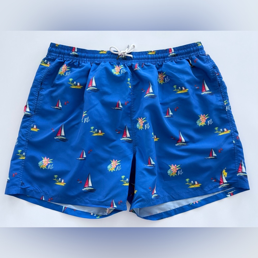 Polo Ralph Lauren Men's Big & Tall “Sur La Plage” Traveler Swim Trunks 2XB‎ NWOT